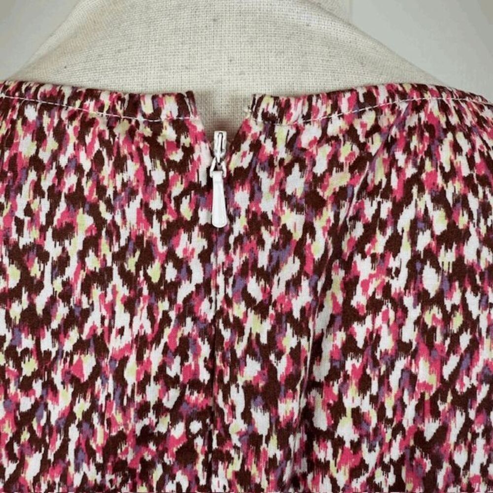 Universal Thread Pink Brown Print Elbow Puff Sleeve Ruched Mini Dress Size 6 - Picture 5 of 13